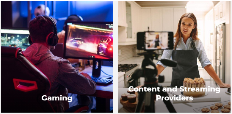 Shot of a gamer next to a girl being filmed.