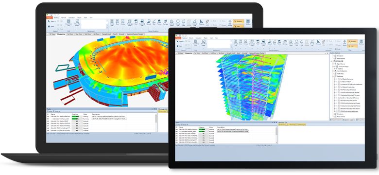Ranplan software tools displayed on two screens.