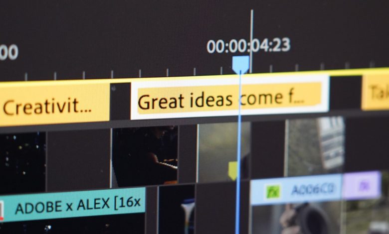 Screen capture of Adobe Premiere Pro showing captions within a video.