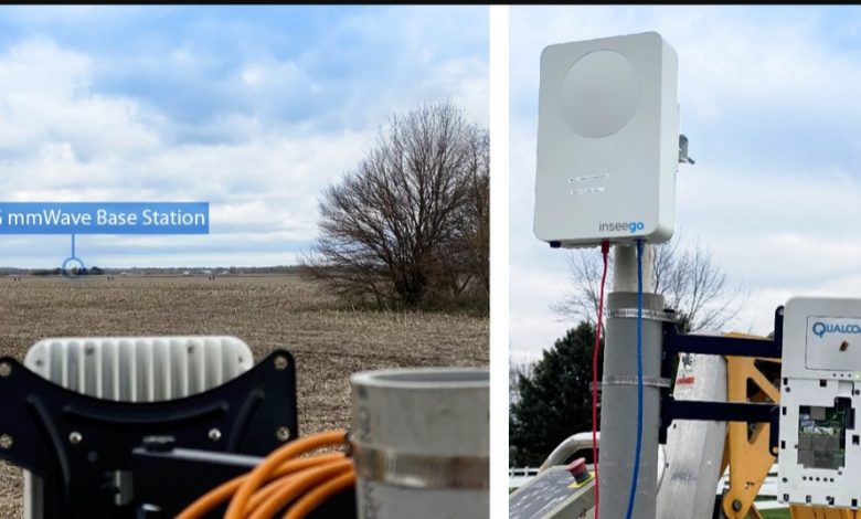 Two pictures. Left one shows a field with a tree and sky in the background and some equipment in the foreground. The picture on the right shows the sky in the background and some equipment in the foreground.