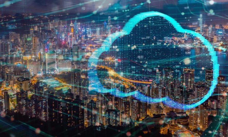 Cloud technology connecting city