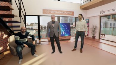 Photo of Brainstorm with XD Motion to demo InfinitySet’s amazing 3D possibilities